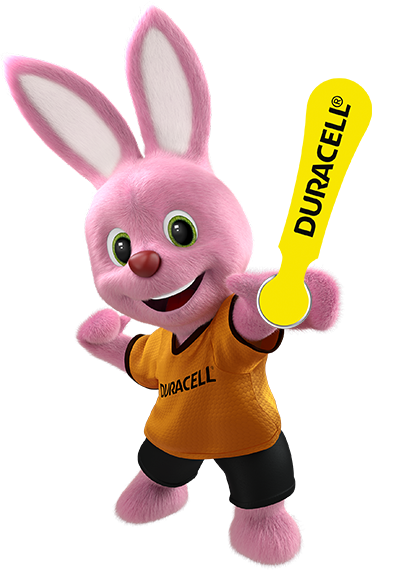 Bunny introducing Duracell hearing aids batteries size 10